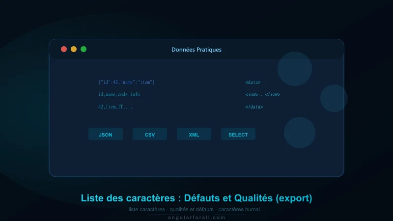 Liste des caractères : Défauts et Qualités (export)