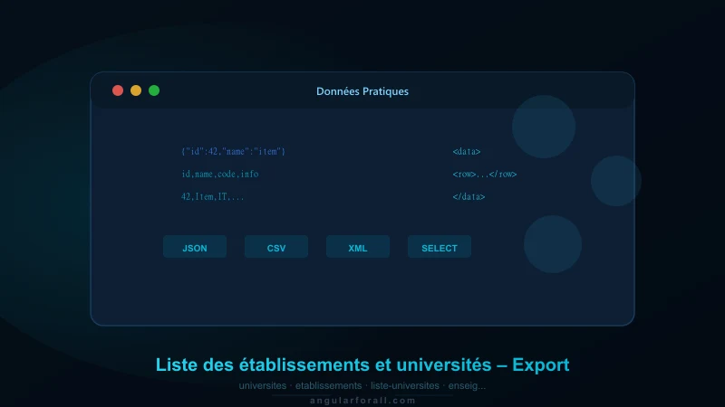 Liste des établissements et universités – Export