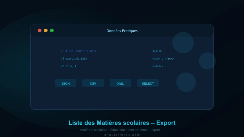 Liste des Matières scolaires – Export