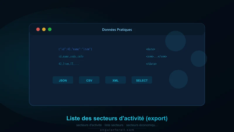 Liste des secteurs d'activité (export)