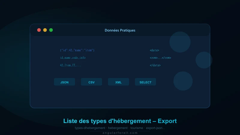 Liste des types d'hébergement – Export