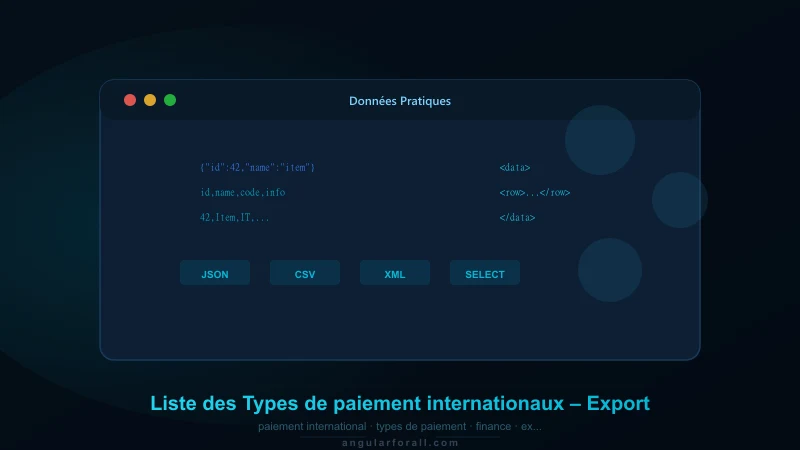 Liste des Types de paiement internationaux – Export