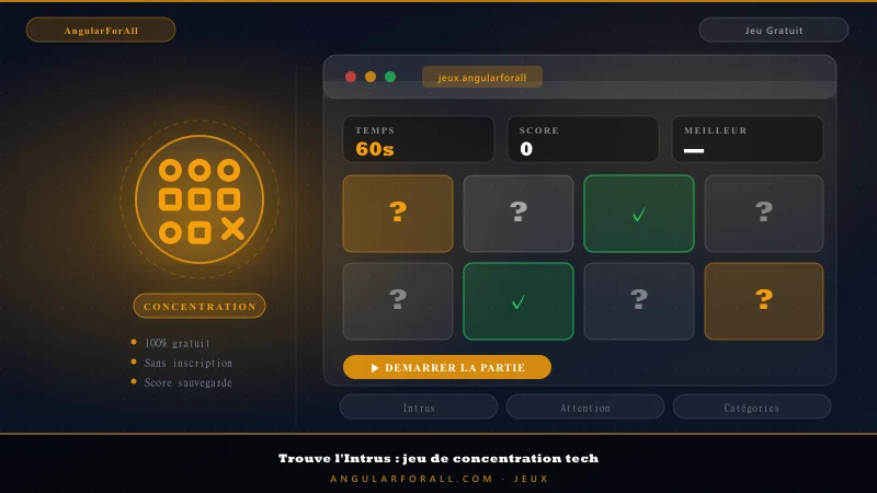Trouve l'Intrus : jeu de concentration tech