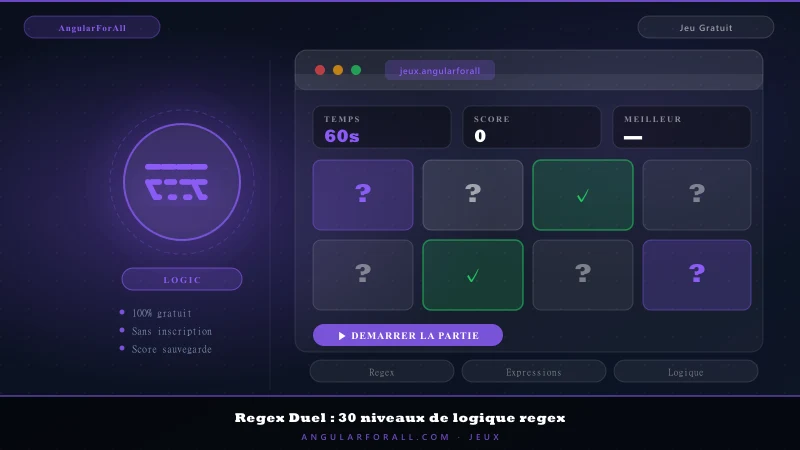 Regex Duel : 30 niveaux de logique regex