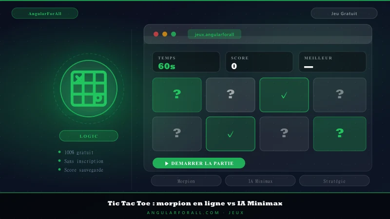 Tic Tac Toe : morpion en ligne vs IA Minimax