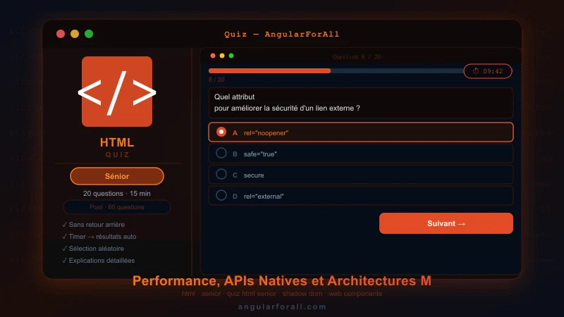 Entretien HTML Senior — Performance, APIs Natives et Architectures Modernes