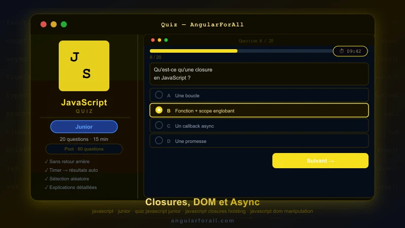JavaScript — Quiz Entretien Junior (Closures, DOM, Async)